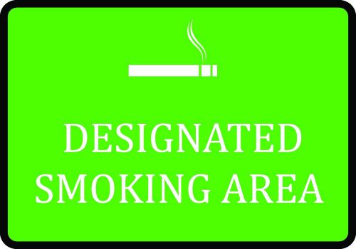 Designated Smoking Area Bright Green Outdoors Business Important Plaque Sign