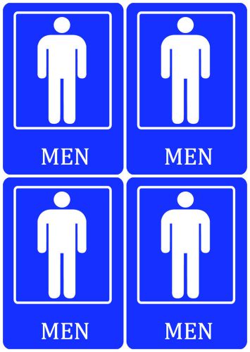 Set Of 4 Restroom Signs MEN / Boys Bathroom / Man / Wall Sign Four Signs s102 US
