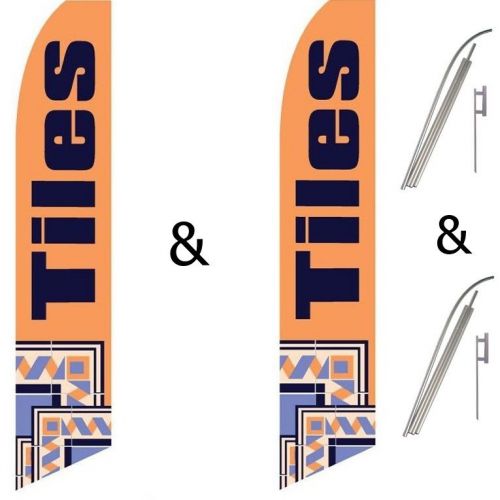 2 Swooper Flag Pole Kits Tiles Orange Black Mossaic