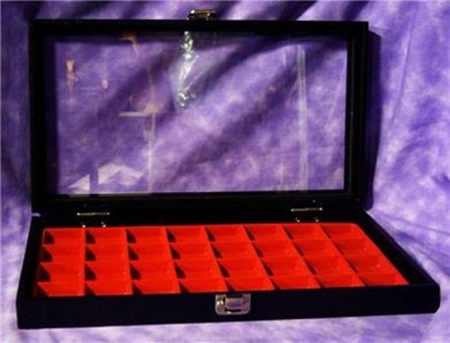 EARRING/JEWELRY 32 SLOT RED GLASS TOP JEWELRY DISPLAY