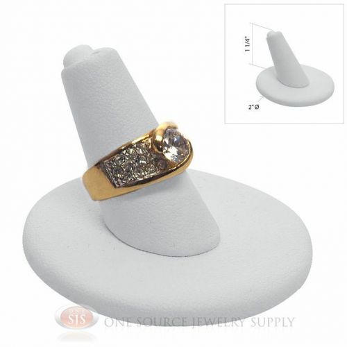 1 1/4&#034; Single Finger Round White Leather Ring Display Jewelry Presentation