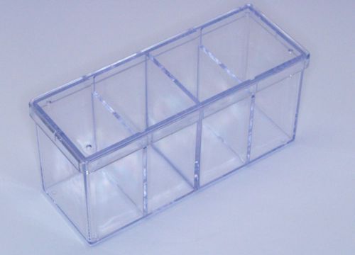 4 Compartment Acrylic Display Case 8&#034; x 4&#034; x 2-1/2&#034; With lid new