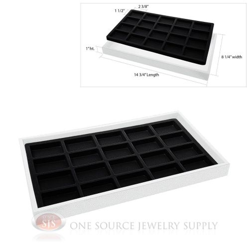 White Plastic Display Tray Black 20 Compartment Liner Insert Organizer Storage