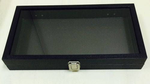 1 Black Glass Top Display Box Case Militaria Medals Pins Jewelry Knife