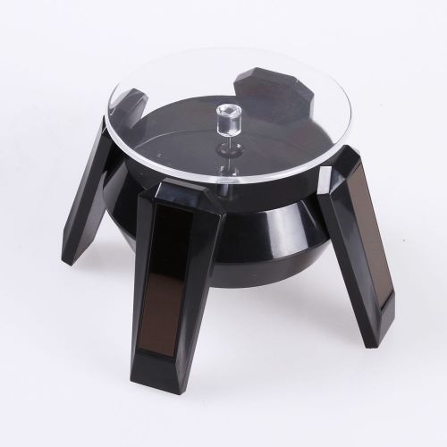 360°Solar Turntable Rotating Jewelry Watch Phone Ring Display Stand w/ LED light