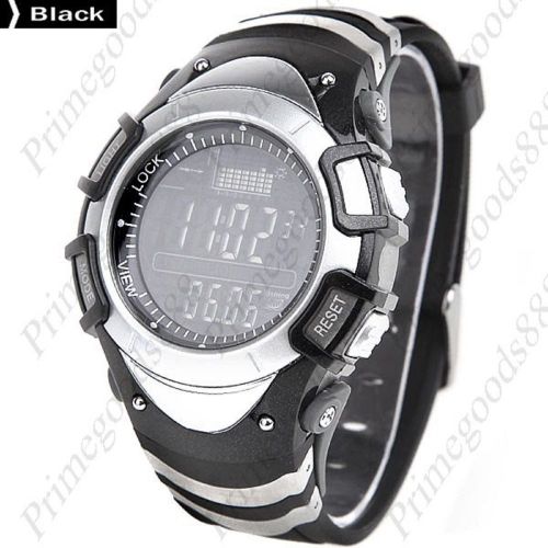 Wristwatch waterproof fishing barometer altimeter thermometer alarm black silver for sale
