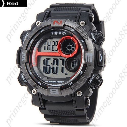 Alarm LED Sports Waterproof Digital Date Men&#039;s Stopwatch Sport Wristwatch Red