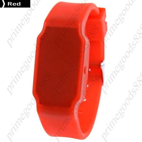 LED Unisex Wrist Watch Silica Gel Band in Red Free Shipping WristWatch