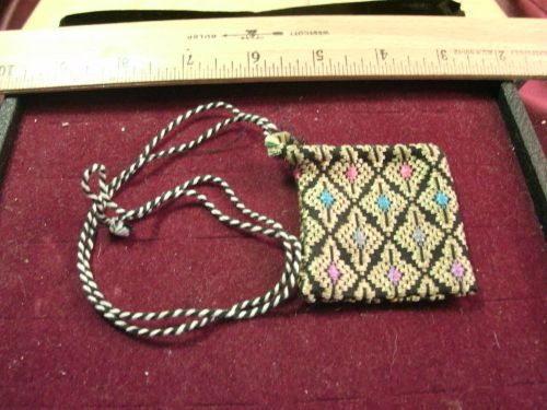 vtg (Silk?) jewelry pouch necklace string style - 2&#034; x 2&#034;