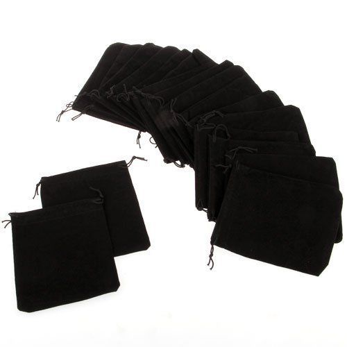25x black velvet drawstring jewelry gift bags pouches gift for sale
