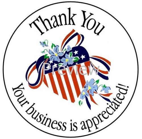 AMERICAN FLAG HEART WITH RIBBON &amp; FLOWERS #19 THANK YOU STICKER LABELS