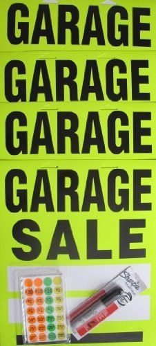 Garage Sale Kit...4 large neon signs.....420 price stickers &amp; thick marker!