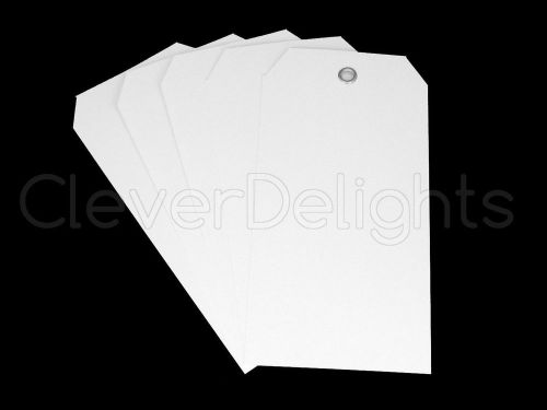 50 White Plastic Tags - 4.75&#034; x 2.375&#034; - Tearproof - Inventory ID Price Tags