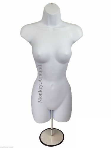 White Female Women Mannequin Dress Body Half Form Long Torso Display Stand New