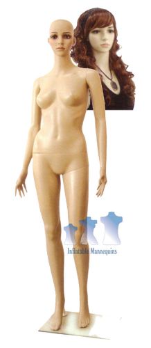 Female Mannequin I-1, Fleshtone Plastic w/ Base &amp; Wig