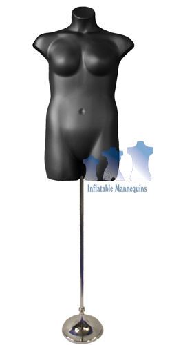 Female plus size black and tall adjustable mannequin stand with 8&#034; trumpet base for sale