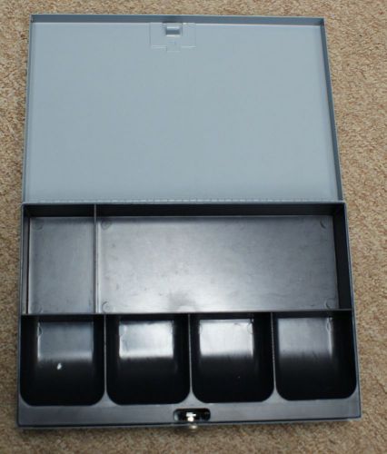 Metal cash box w/key- 6 compartments-1 slot for cash(a) for sale