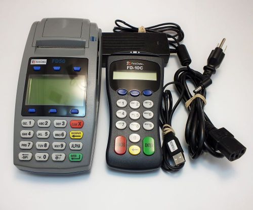 First data fd50 credit card terminal w/ fd-10c pinpad 8002 (usb) for sale