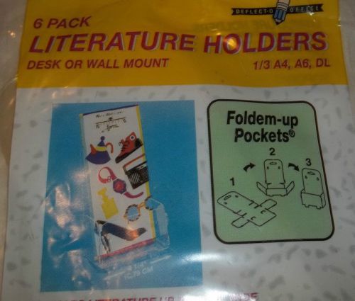 6 PACK LITERATURE HOLDERS DESK OR WALL MOUNT  HOLDS LITERATURE UP TO 4&amp;1/2&#034; WIDE