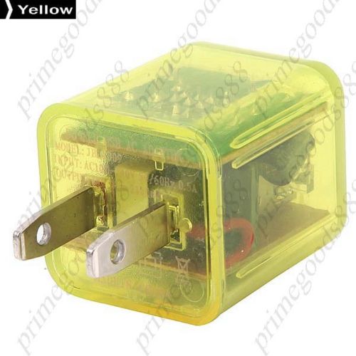 US Plug 2.1A 1A Double USB Transparent Travel Charge Charger Chargers Yellow