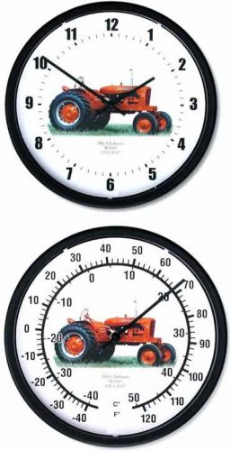 New ALLIS CHALMERS Model WD45 Tractor Clock &amp;Thermometer Set 10&#034; Vintage 1953-57