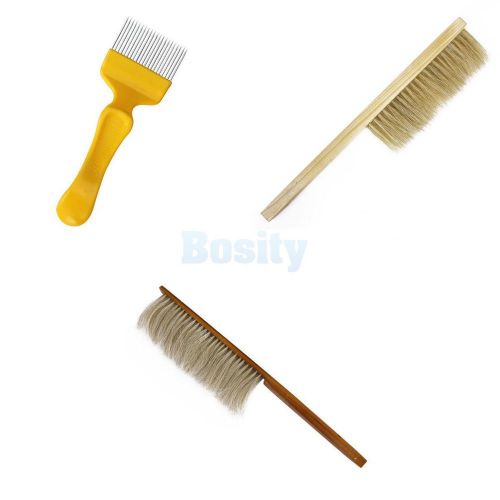 Honeycomb bee keeping uncapping fork + 2x beekeeping bee hive brush tool equip for sale