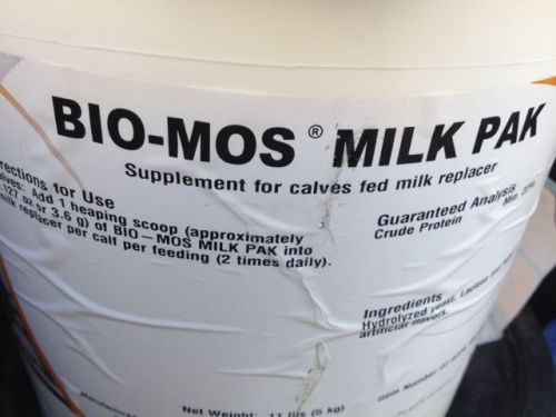 Bio-mos milk pak calf milk replacer scours treatment (11 lbs / 5 kg ) pail for sale