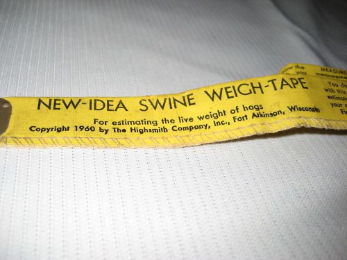 Vintage 1960 NEW-IDEA SWINE WEIGH-TAPE-Highsmith Co-Estimate Live Weight of Hogs