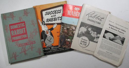 Five Vintage Books Booklets On Commercial Rabbit Production 1930 to 1960s