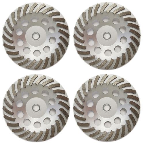 4PK NEW 7&#034;  Turbo Concrete Diamond Grinding Cup Wheel 24SEG, 7/8&#034;-5/8&#034; ARBOR