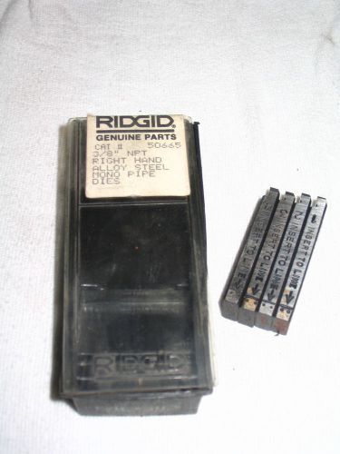 RIDGID #50665 3/8&#034; NPT Right Hand steel alloy mono pipe dies threaders NOS new