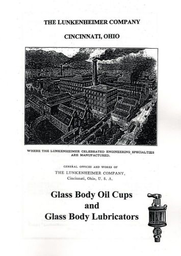 Lunkenheimer Glass Body Oil Cups and Lubricators Oilers Book Manual