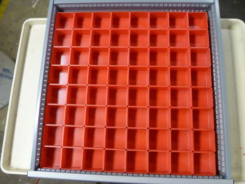 64   3&#034; x 3&#034; x 2&#034; Red Plastic Boxes fit Lista Vidmar Toolbox Organizers Dividers