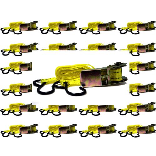 NEW Ratchet Tie Down Cargo Straps 1&#034; inch x 15&#039; Ft with S Hooks - 24 Lot Pack