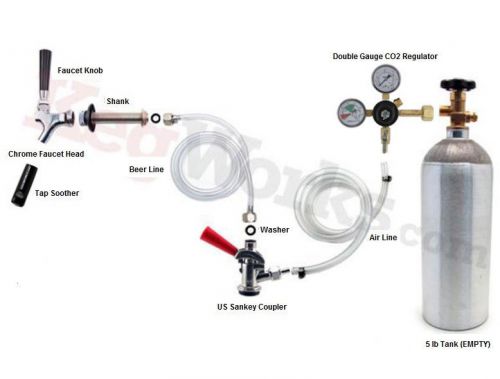 Kegerator Conversion Kit - US Sankey Coupler w/ 5lb CO2 Tank - Beer Keg Fridge