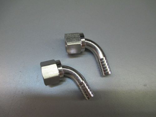 (2) 3/8&#034; BARB x 3/8&#034; SWIVEL ELBOW. STAINLESS  FITTINGS