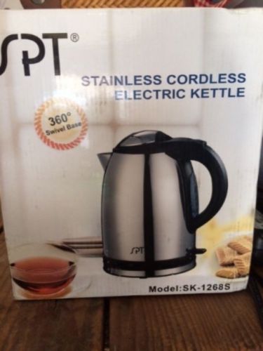 SPT 1.2-Liter Stainless Steel Cordless Tea Kettle in Original Box Electric SK-12