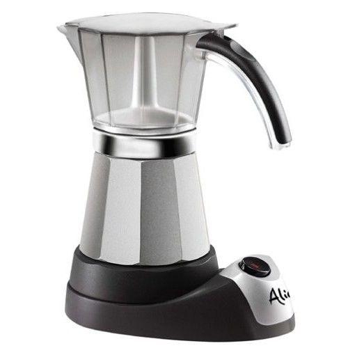New Delonghi Silver/Black EMK6 Alicia Electric Moka Espresso 6 Cup Coffee Maker