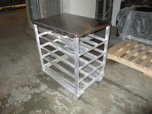 NUMBER 10 CAN CART ALUMINUM STAINLESS TOP COMMERCIAL DELI BAKERY GROCERY