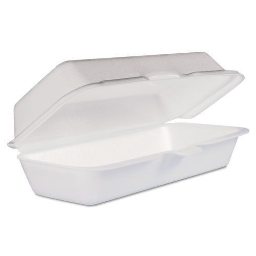 Dart Foam Hot Dog Container with Hinged Lid  7-1/10 x 3-4/5 x 2-3/10  White  125