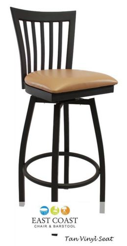 New gladiator full vertical back metal swivel bar stool with tan vinyl seat for sale