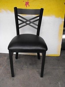 Black Metal Restaurant Chair Black Vinyl Seat X Back