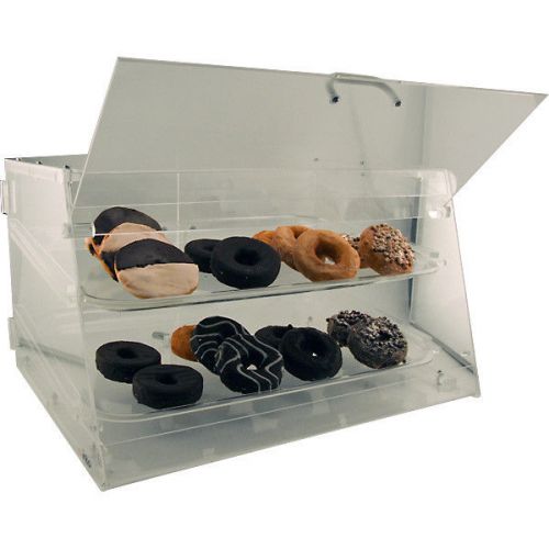 Acrylic donut &amp; pastry display case – 2 shelves - front &amp; back doors - bakery for sale