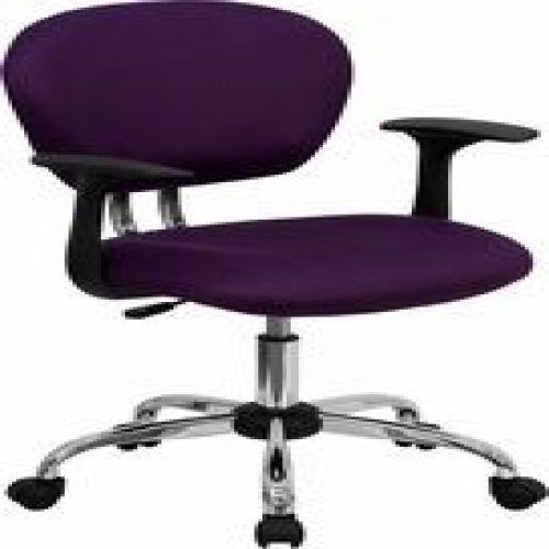 Flash Furniture H-2376-F-PUR-ARMS-GG Mid-Back Purple Mesh Task Chair with Arms