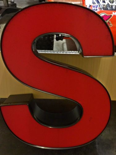 LARGE RED LED CHANNEL LETTER &#034;S&#034; INDOOR/OUTDOOR STORE FRONT SIGN WALL ART