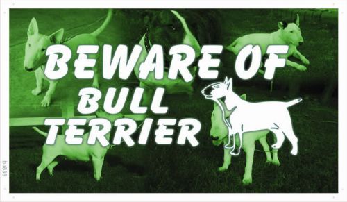 ba836 Beware of Bull Terrier Dog Shop Banner Shop Sign