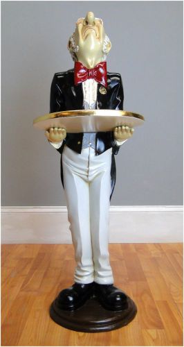 3&#039; tall butler snobby statue wine waiter gold leaf tray tuxedo restaurant bar for sale