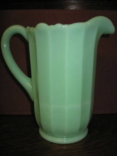 Large Jadeite Jade Green Glass water serving Pitcher jadite milk / Panel Pattern