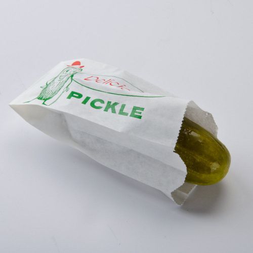 Printed Paper Pickle Bag Sack 3&#034; x 1 3/4&#034; x 6 1/2&#034; 1000 / Case Dill Pickle