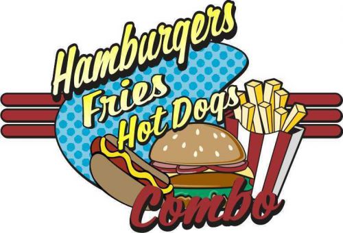 Hot Dogs Fries Hamburgers Concession Decal 24&#034;
